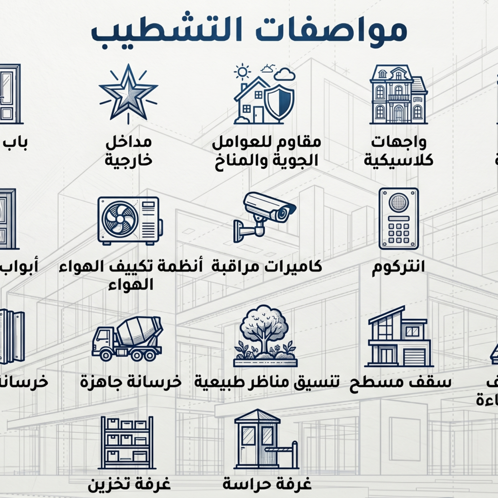 مواصفات تشطيب بوابات وأبواب أمان وكاميرات مراقبة - مشروع L99 بيت الوطن الحي السادس